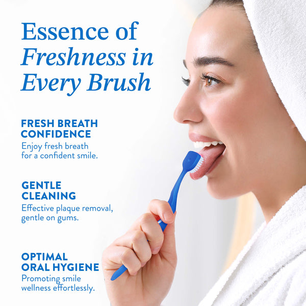 Mouthology Tongue Brushes and Tongue Scraper 2pk Dark Blue (WS)