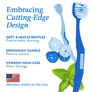 Mouthology Tongue Brushes and Tongue Scraper 2pk Dark Blue (WS)