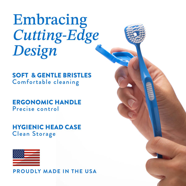Mouthology Tongue Brushes and Tongue Scraper 2pk Dark Blue (WS)