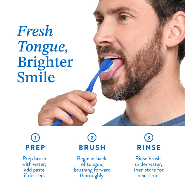 Mouthology Tongue Brushes and Tongue Scraper 2pk Dark Blue (WS)