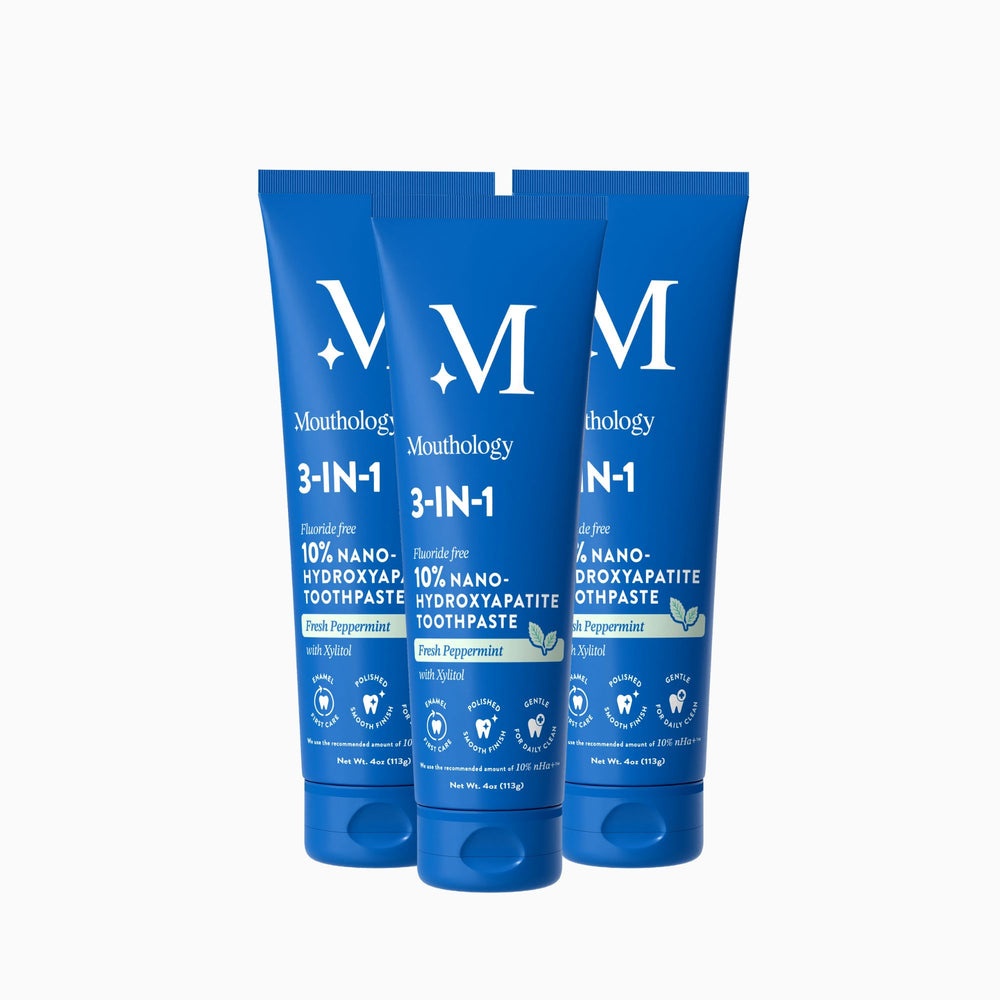 Mouthology 10% Nano-Hydroxyapatite Toothpaste 3-Pack for adults – long-lasting enamel care
(multi-pack value)